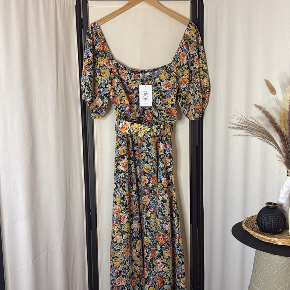 ZOCO Belted Floral Maxi Dress